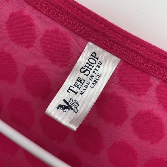 Tee Shop Pink Polka Dot Long Sleeve 1/2 Button t-shirt Lightweight Large - Picture 3 of 6